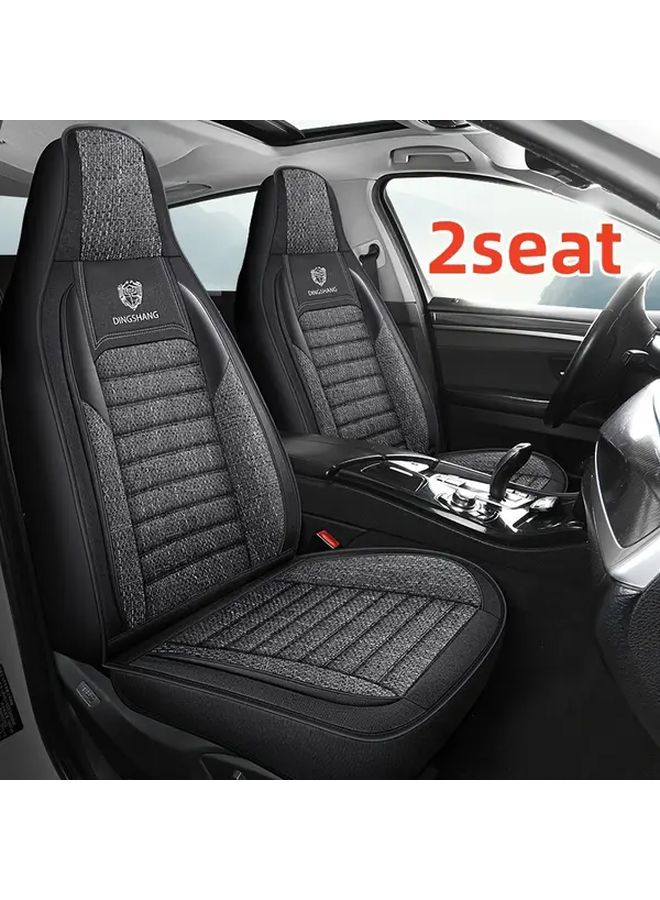 Black Linen Car Front Seat Covers 2PCS Breathable Comfortable All Season Durable - Image 5